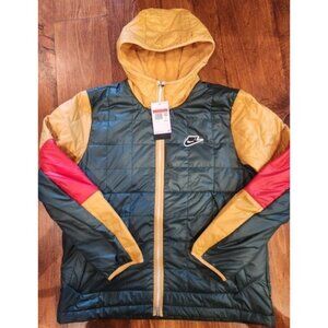 Nike Synthetic Fill Zip Jacket Coat Green Yellow Red Mens Size L DJ0433-397